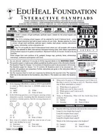 EHF Science Olympiad Solved Question Paper Class 7 (2012)