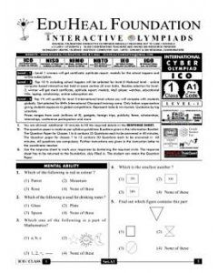 EHF Cyber Olympiad Solved Question Paper Class 1 (2012)