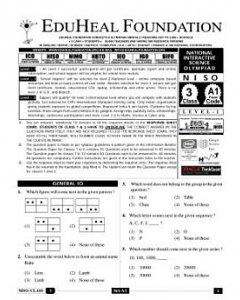 EHF Science Olympiad Solved Question Paper Class 3 (2013)