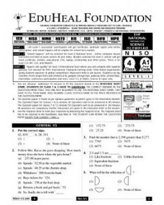 EHF Science Olympiad Solved Question Paper Class 4 (2014)