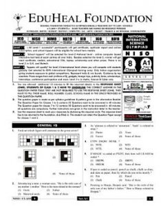 EHF Science Olympiad Solved Question Paper Class 8 (2013)