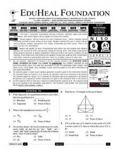 EHF Science Olympiad Solved Question Paper Class 6 (2014)