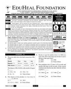 EHF Science Olympiad Solved Question Paper Class 8 (2014)
