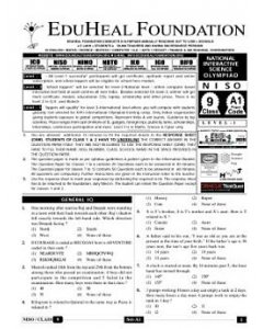 EHF Science Olympiad Solved Question Paper Class 9 (2013)