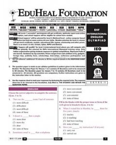 EHF English Olympiad Solved Question Paper Class 10 (2015)