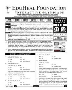 EHF Cyber Olympiad Solved Question Paper Class 11 (2012)