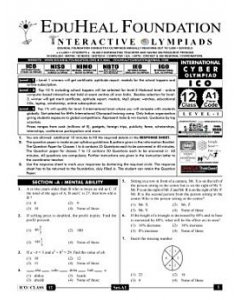 EHF Cyber Olympiad Solved Question Paper Class 12 (2012)