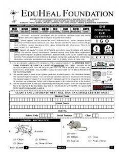 EHF G.K Olympiad Solved Question Paper Class 1 (2014)