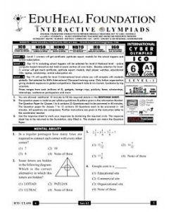EHF Cyber Olympiad Solved Question Paper Class 6 (2012)