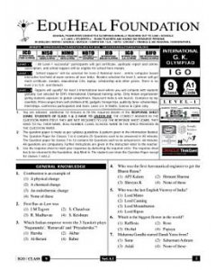 EHF G.K Olympiad Solved Question Paper Class 9 (2013)