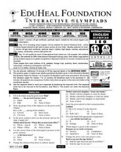 EHF English Olympiad Solved Question Paper Class 11 (2012)