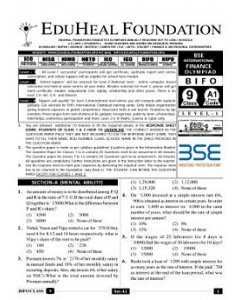 EHF Finance Olympiad Solved Question Paper Class 9 (2014)