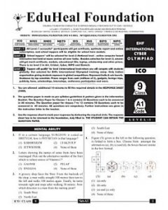 EHF Cyber Olympiad Solved Question Paper Class 9 (2015)