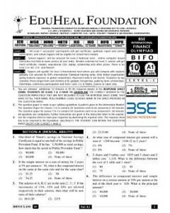 EHF Finance Olympiad Solved Question Paper Class 10 (2014)