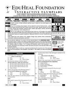 EHF English Olympiad Solved Question Paper Class 12 (2012)