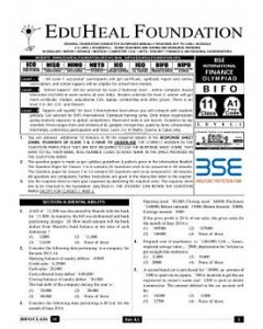 EHF Finance Olympiad Solved Question Paper Class 11 (2014)