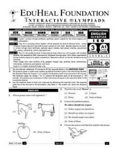 EHF English Olympiad Solved Question Paper Class 3 (2012)