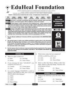 EHF Science Olympiad Solved Question Paper Class 5 (2015)