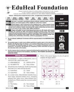 EHF Cyber Olympiad Solved Question Paper Class 10 (2015)