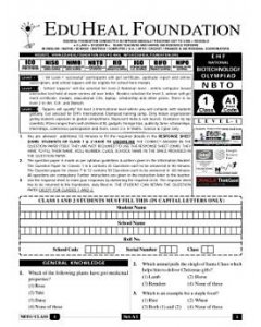 EHF Biotech Olympiad Solved Question Paper Class 1 (2014)