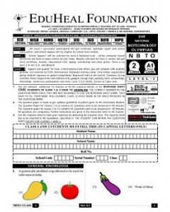 EHF Biotech Olympiad Solved Question Paper Class 2 (2014)