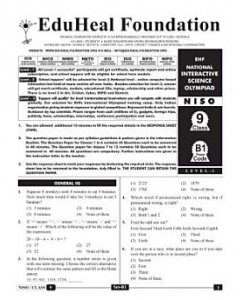 EHF Science Olympiad Solved Question Paper Class 9 (2015)