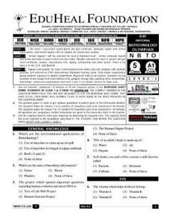 EHF Biotech Olympiad Solved Question Paper Class 5 (2014)