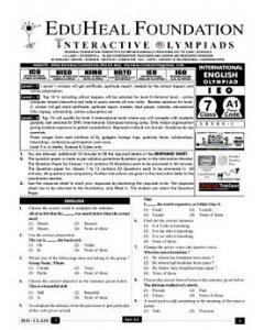 EHF English Olympiad Solved Question Paper Class 7 (2012)