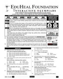 EHF English Olympiad Solved Question Paper Class 8 (2012)