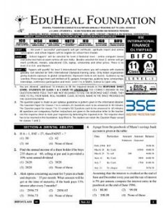 EHF Finance Olympiad Solved Question Paper Class 11 (2013)