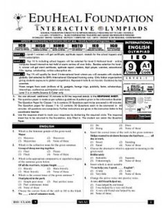 EHF English Olympiad Solved Question Paper Class 9 (2012)