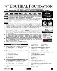 EHF Biotech Olympiad Solved Question Paper Class 11 (2014)