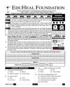 EHF Biotech Olympiad Solved Question Paper Class 1 (2013)