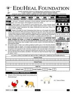 EHF Biotech Olympiad Solved Question Paper Class 2 (2013)