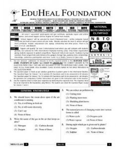 EHF Biotech Olympiad Solved Question Paper Class 3 (2013)