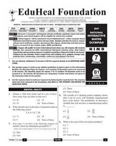 EHF Math Olympiad Solved Question Paper Class 7 (2015)
