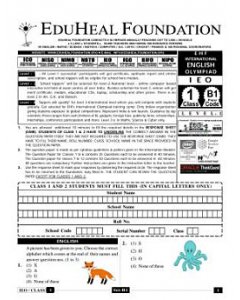 EHF English Olympiad Solved Question Paper Class 1 (2014)