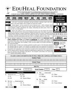 EHF English Olympiad Solved Question Paper Class 2 (2014)
