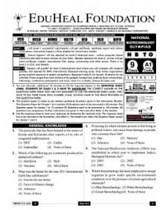 EHF Biotech Olympiad Solved Question Paper Class 9 (2013)