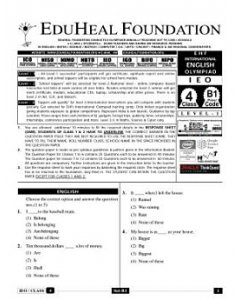 EHF English Olympiad Solved Question Paper Class 4 (2014)