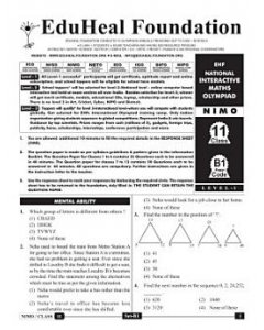 EHF Math Olympiad Solved Question Paper Class 11 (2015)