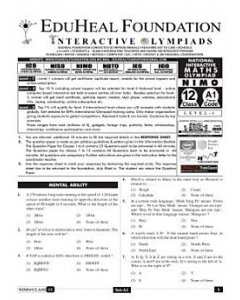 EHF Math Olympiad Solved Question Paper Class 12 (2012)