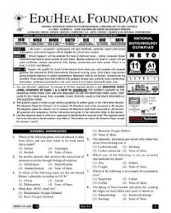 EHF Biotech Olympiad Solved Question Paper Class 11 (2013)