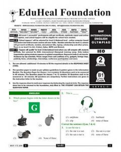 EHF English Olympiad Solved Question Paper Class 2 (2015)