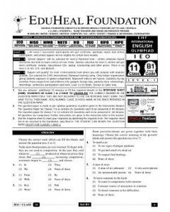 EHF English Olympiad Solved Question Paper Class 11 (2014)