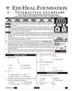 EHF Math Olympiad Solved Question Paper Class 4 (2012)