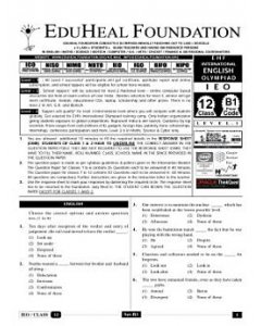 EHF English Olympiad Solved Question Paper Class 12 (2014)