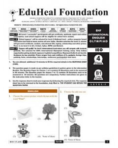 EHF English Olympiad Solved Question Paper Class 4 (2015)