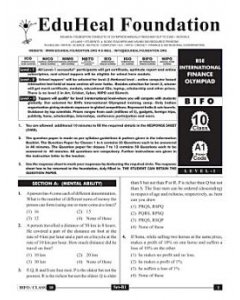 EHF Finance Olympiad Solved Question Paper Class 10 (2015)