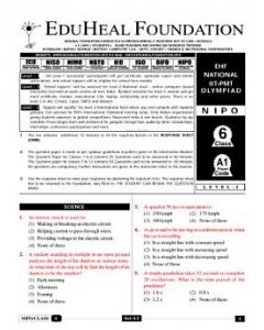 EHF IIT-NEET Olympiad Solved Question Paper Class 6 (2015)